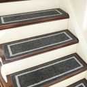 COSY HOMEER Soft Stair Treads Non-Slip Carpet Mat 28inX9in Indoor Stair Runners for Wooden Steps, Stair Rugs for Kids and Dogs, 100% Polyester TPE Backing 7pcs,Black