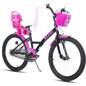KEANO Zinnia 20 Inch Kids Bike for Girls Ages 3-10 Years, Girls' Bikes with Training Wheels, Streamers, Basket and Doll Seat, Children Bicycles