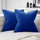 MIULEE Pack of 2 Royal Blue Decorative Velvet Throw Pillow Covers Soft Pillowcases Spring Solid Square Cushion Case for Sofa Bedroom Car 20x20 Inch