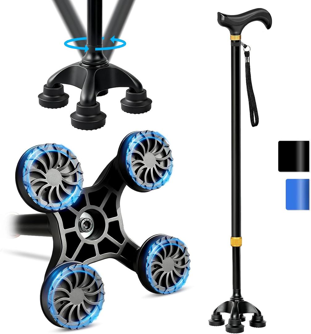 DEOMAi Quad Walking Cane for Men Women with All-Terrain Adaptive Tip