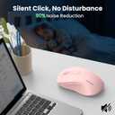 TECKNET Rechargeable Bluetooth Mouse, [ USB + BT5.0 + BT3.0 ] Wireless Mouse, Ergonomic Design, Silent Click, 6-Level 4800 DPI Wireless Mice, 3-Device Switching for Laptop, Computer, MacBookPink