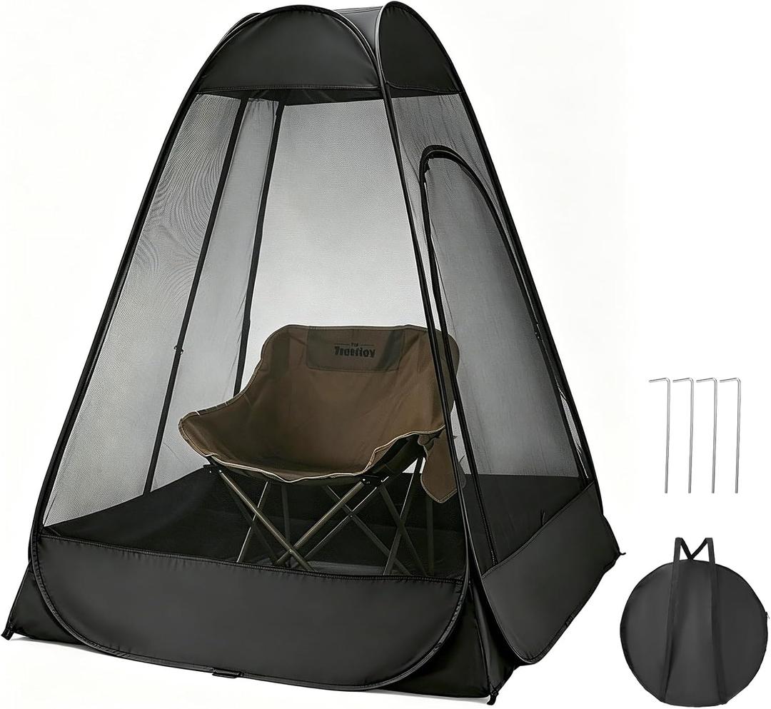 1 Person Pop Up Mosquito Net Tent for Chair with Stakes and Storage Bag, One Size