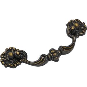 4-Pack 4.5" C-C Bail Drawer Pull Drop Dresser Pull Antique Brass Swing Drawer Handle Vintage Style 4 1/2" 115 mm Centers (4,Antique Brass)