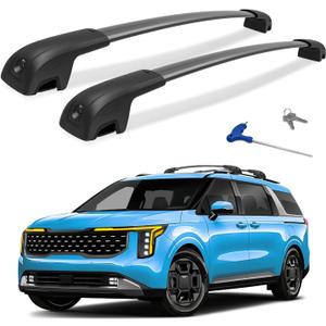 300lbs Roof Rack Cross Bars Compatible with 2022 2023 2024 2025 2026 KIA Carnival & Carnival Hybrid, Heavy Duty Aluminum Roof Rails Crossbars Cargo Bars Canoe Rooftop Black Carrier Luggage.