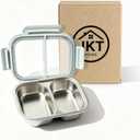 Stainless Steel Bento Box - 2 Compartment, Leak Proof Metal Lunch Box, 1000 ML, Meal Prep Lunch Box, Silicone Seals, 316 Stainless Steel, Food Container for Travel, BPA Free, Snack Box