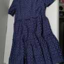 PRETTYGARDEN Eyelet Dresses for Women 2026 Summer Short Sleeve V Neck Hollow Out Ruffle A Line Boho Beach Vacation Mini Dress Large