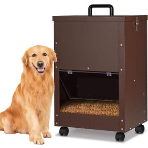 Automatic Dog Feeder Large Breed 45 Pounds, Galvanized Metal Dog Food Gravity Feeder Extra Large Automatic Pet Feeder, Easy to Move with Wheels