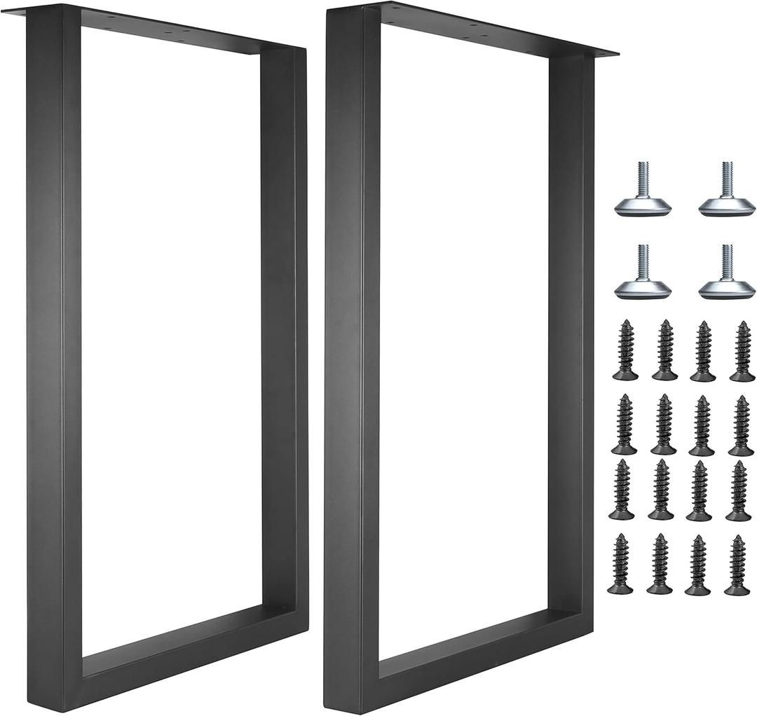 Metal Table Legs for Desk, Heavy Duty Square Tube Iron, DIY Furniture Legs for Dining and Coffee Table, Computer Desk, Workbench, Meeting Room Table, 28H x 17.7W(Rectangle)