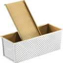 CURTA Commercial Pullman Loaf Pan with Lid 2.2 lb Dough Capacity Non-Stick Bakeware for Baking Bread Corrugated Bread Toast Box Mold Extra Large Loaf Pan Silver 2 pcs