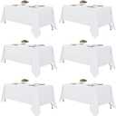 Fitable White Rectangle Tablecloths for 6 Foot Tables, 6 Pack - 70 x 108 Inches - Stain Resistant and Washable Table Clothes, Polyester Fabric Table Covers for Wedding, Party, Banquet, Buffect