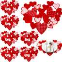 Yingzhao 6 Pcs Valentine's Day Heart Placemats Red and Pink Embroidered Love Heart Place Mats for Valentine's Day Wedding Theme Party Table Decorations, 12 x 14 inches