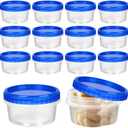 12 Pack Freezer Containers with Screw On Lids, 8 Oz Stackable Reusable Plastic Storage Container, Airtight Plastic Food Storage Containers with Twist Top Lids for Food Soup Jello Sauce