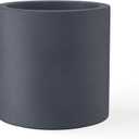 Kante 15.7" Dia Round Concrete Planter, Modern Style Large Cylindrical Plant Pot with Drainage Hole and Rubber Plug for Indoor Outdoor Patio, Charcoal