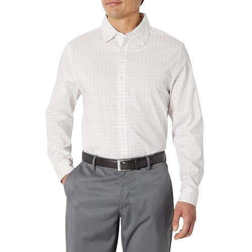 Amazon Essentials Men's Slim Fit Long Sleeve Wrinkle Resistant Stretch Dress Shirt, Lavender White Windowpane, Small Pack of 2