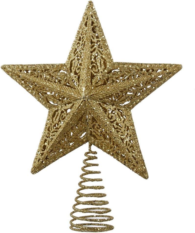 Kurt Adler Leaf Star Treetop, 10-Inch, Gold