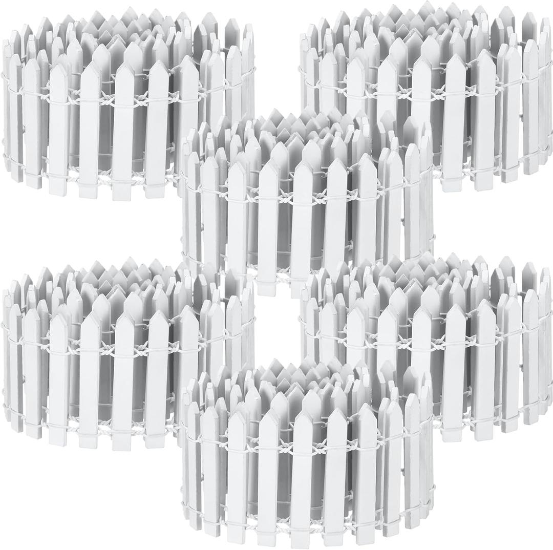 Kigley 6 Pcs 40 Inch Fairy Fence Wood Miniature Garden Picket Fence Decorations for DIY Plant Pot House Home Outdoor Diorama Project(White)
