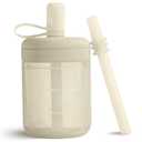 Moonkie Baby Straw cup | Silicone Toddler Sippy Cup Training Cup with Straw Lid | BPA-Free Drop-Proof Baby Cup | Led Weaning | 6 Months+, 5 oz, 1pack (J-Ivory)