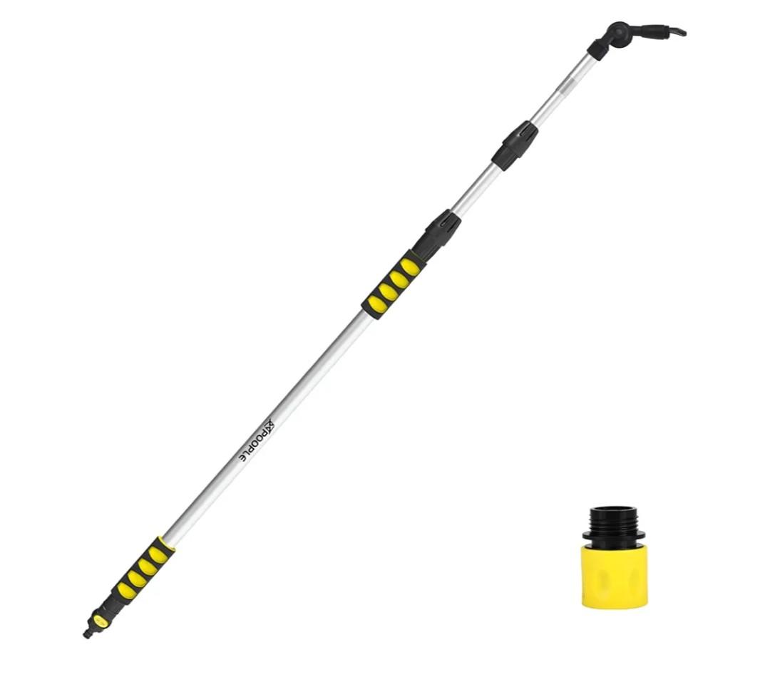 12ft (20ft Reach) Gutter Cleaning Tools from The Ground, Telescoping Rain Gutter Cleaner Tool, 270° Rotatable Gutters Cleaning Wand, Gutters Cleaning Hose Attachment & Connection Adapter