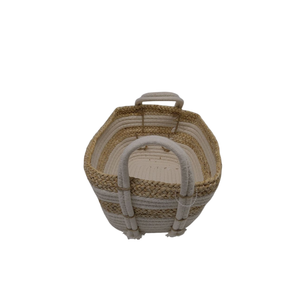 Woven Basket, Wicker Organizer Basket, Beige/White
