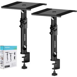 Set of 2 Sturdy Studio Monitor Stands Desktop Clamp Speaker Stands with Cable Management