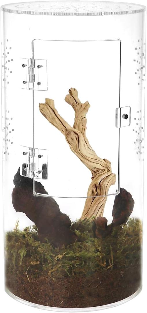 NANEEZOO Acrylic Tarantula Enclosure Jumping Spider Enclosure with Front Opening Door Micro Habitat Terrarium for Small Tree Dwelling Reptiles, Spiders & Invertebrates (6x6x12 Inch)
