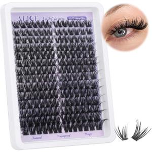 ALICE Lash Clusters Wispy Cluster Eyelash Extensions 192pcs Natural Individual Lashes DIY Lash Extension 10-18mm Cluster Eyelashes with Mix 4-7mm of Lash Band