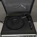 9 in 1 Record Player with External Speakers,3 Speed Bluetooth Turntable Vinyl Player with CD/Cassette Play,AM/FM Radio, USB SD/MMC Play, Aux-in/RCA Line Out (Black-T408)