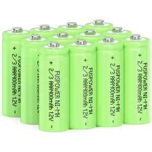 2/3AAA NiMH Rechargeable Battery 1.2V 400mAh Button Top 2/3aaa Batteries for Solar Lights 12pcs (Not AAA Size Batteries)