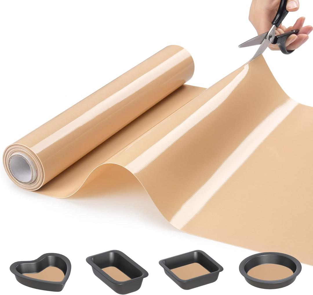 Silicone Baking Mat Roll - Best German Silicone - Non-slip Silicone Pastry Mat, Non-Stick Reusable Air Fryer Linner, Counter Mat, Oven Liner, Freeze Dryer Mat - 16IN x 8FT (Beige)