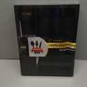 Bamboo-Silverware-Drawer-Organizer-Kitchen, Expandable Utensil Holder Cutlery Tray Flatware Organization Adjustable Wood Tableware Dividers Storage (with Removable Knife Block)(Black) (Large)