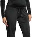 Juicy Couture Women's 2 Piece Velvet Fleece Long Sleeve Scoop Neck Fitted Top and Pants Lounge Sleepwear Set (X-Large, Black)