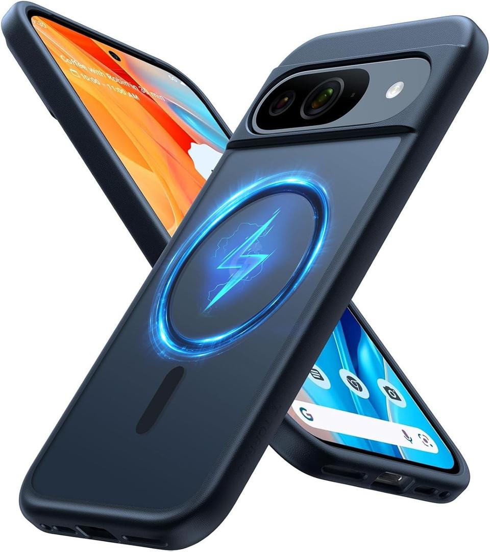 TORRAS Upgraded Magnetic Shockproof for Google Pixel 9 Pro Case & Pixel 9 Case, [Fit for MagSafe][16FT Mil-Grade Drop Protection] Translucent Slim Protective Phone Case for Pixel 9 Pro, Black