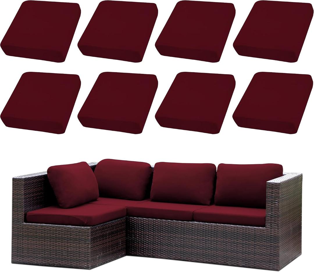 Outdoor Cushion Covers Set,8PCS Patio Furniture Couch Seat Slipcovers, Replacement for Sofa Sectional Chair(CoverOnly)