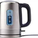Basics Electric Stainless Steel Kettle for Tea and Coffee, BPAFree, Fast Boiling, Auto ShutOff, 1 Liter, 1500W, Black and Silver