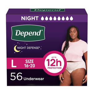 Depend Night Defense Adult Incontinence & Postpartum Bladder Leak Underwear for Women, Disposable, Overnight, Large, Blush, 56 Count (4 Packs of 14), Packaging May Vary, Large 