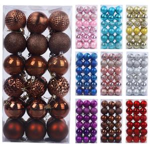 36 Pcs Christmas Ball Ornaments Brown Christmas Ornaments Set for Valentine's Day Christmas Tree Decorations Shatterproof Large Xmas Bulk Balls 2.36 Inches Hanging Decor for New Year Party