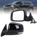 Left Driver Side Mirror Fits 2014-2021 Jeep Grand Cherokee 2022 Grand Cherokee WK With Manual Folding Power Glass Heated Turn Signal Mirror Memory Blind Spot Black Replace#68236933AB(13Pins)