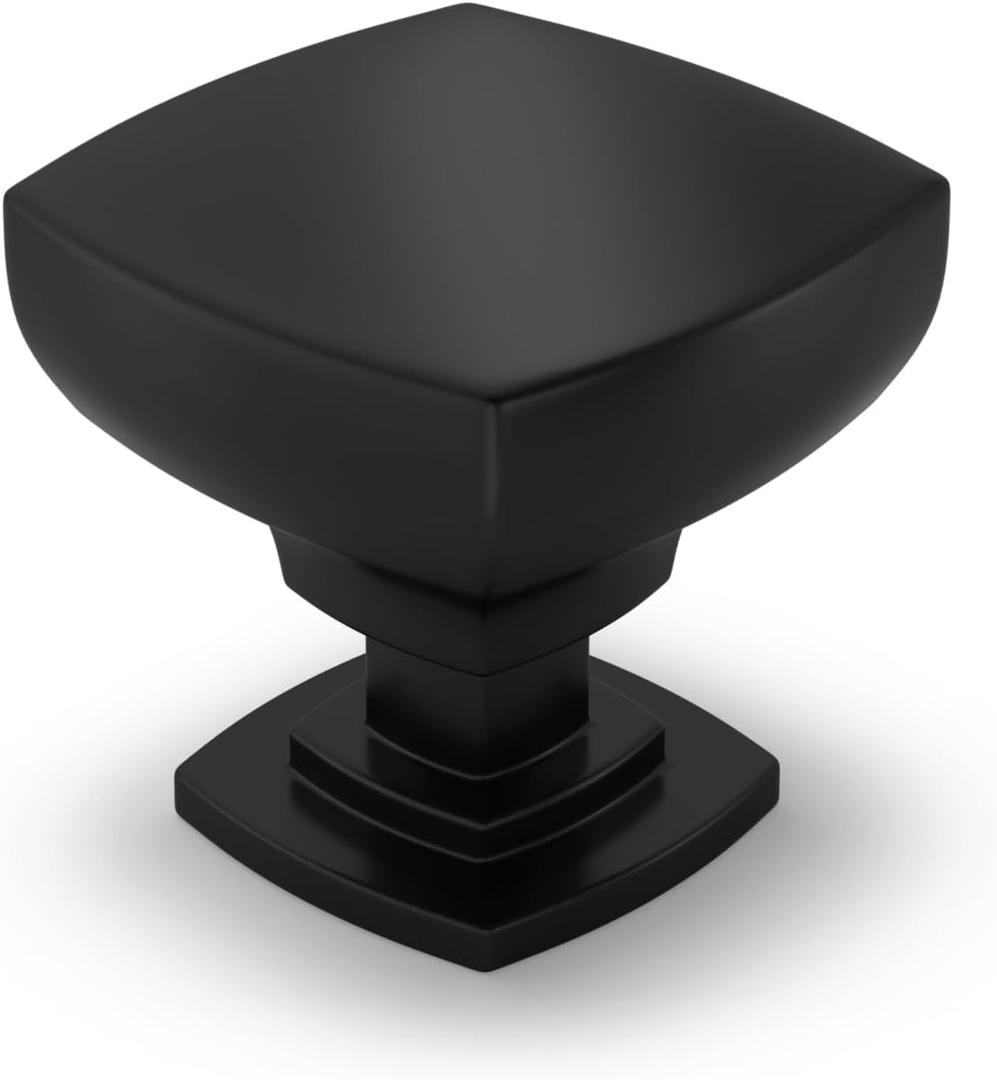 Cabinet Knobs Kitchen Drawer Knob, 5 Pack Black Square Solid Single Hole Hardware for Dresser