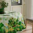 XCHI Watercolor Green Hats Shamrocks Clovers Coins Horseshoes St. Patrick's Day Tablecloth Round Table Cloth Washable Table Covers for Indoor Dining Home Party Decorations 60x60 Inch