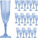 24 Pcs Blue Plastic Champagne Flutes,Blue Champagne Glasses Bulk, Made of Durable Plastic Material Can be Used for Weddings, Everyday Fun Parties and More!