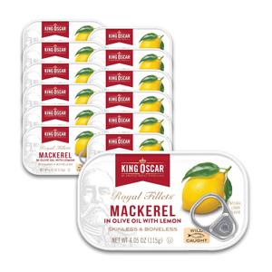 King Oscar Mackerel in Olive Oil with Lemon, 4.05 Ounce Cans (Pack of 12), Skinless & Boneless, Wild Caught Canned Mackerel (Packaging May Vary) (EXP 11/07/30)