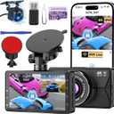 Dash Cam Front and Rear, Dash Cam 4K WiFi/APP Control Dashcam W/ 64GB Card Dash Camera for Cars DVR Car Security Cameras W/Loop Recording G-Sensor Time-Lapse Parking Mode Car Dashcam USB Powered