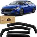 Nilight in-Channel Rain Guards for Hyundai Elantra 2021 2022 2023 2024 2025, Vent Window Visors, Original Window Deflectors-4PCS