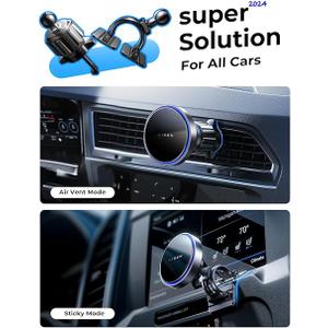 LISEN Car Mount Charger,Magnetic Wireless Car Charger for iPhone,Magnetic Phone Holder with MagSafe