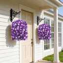 HyeFlora Artificial Flowers with Basket for Outdoors, 3pcs Faux Hanging Morning Glory Silk Fake Flowers Lifelike Plants UV Resistant Flowers for Outside Planter Patio Garden Porch Decor (Purple)