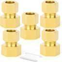 GASHER 5PCS Brass Compression Tube Pipe Fitting Connector, 1/2" Tube OD x 1/2" NPT Female Connector (Straight)