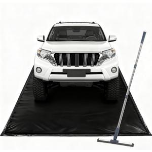 Garage Floor Mat 8'6" x 22', Heavy Duty 1300D PVC Containment Mat with Floor Squeegee, Waterproof Protection from Snow, Rain and Mud for Cars, Black