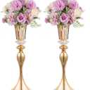 Metal Trumpet Wedding Flower Vases, 22" Tall Elegant Table Centerpiece Vases, Gold Flower Arrangement Stands for Anniversary Ceremony Birthday Party Event Wedding Home Decoration (Gold, 22"-2pcs)