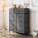 WLIVE Tall Dresser for Bedroom, Fabric Dressers Storage Tower, Dresser & Chest of Drawers Organizer Unit with 11 Drawers, Storage Cabinet, Hallway, Closets, Steel Frame, Wood Top, Dark Grey
