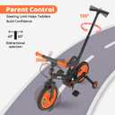 JMMD 6 in 1 Toddler Bike with Push Handle for Kids 18-60 Months, 12" Foldable Balance Bike with Training Wheels, Pedals, Brakes, Kickstand, Push Tricycle Toddler Gift & Toys for Boy & Girl, Large